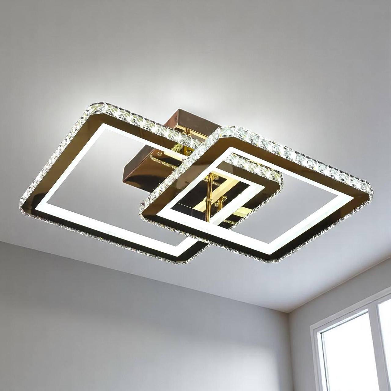 Люстра світлодіодна з кришталем 146 W на 20 кв.м. SY-19381/1+1 GD, фото 1