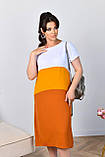 Літнє яскраве комбіноване триколірне батальне плаття міді (р.48-58). Арт-2810/2, фото 2