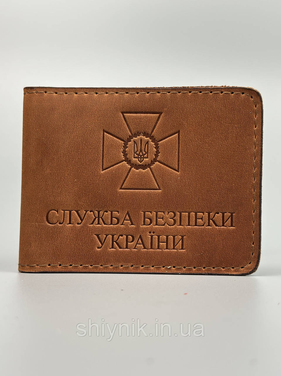 Шкіряна обкладинка для посвідчення "СЛУЖБА БЕЗПЕКИ УКРАЇНИ" червоний
