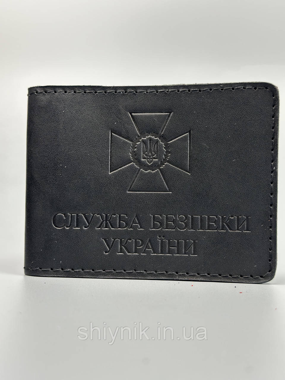 Шкіряна обкладинка для посвідчення "СЛУЖБА БЕЗПЕКИ УКРАЇНИ" чорна