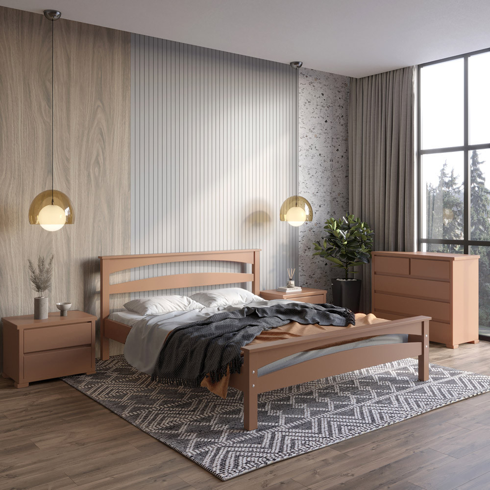 Полуторне дерев'яне ліжко Mebigrand Чикаго Сіті Коричневий (RAL8025) 120х190 см (MBG-9967)