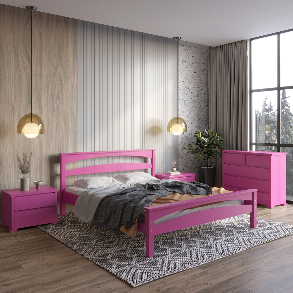 Полуторне дерев'яне ліжко Mebigrand Чикаго Сіті Рожевий (S2060R30B) 120х200 см (MBG-9925)