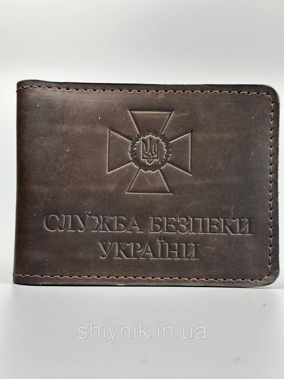 Шкіряна обкладинка для посвідчення "СЛУЖБА БЕЗПЕКИ УКРАЇНИ" коричневий