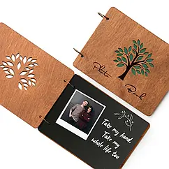 Крафтбук "Дерево з листям" з темною обкладинкою і чорними сторінками