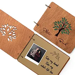 Крафтбук "Дерево з листям" з темною обкладинкою і коричневими сторінками