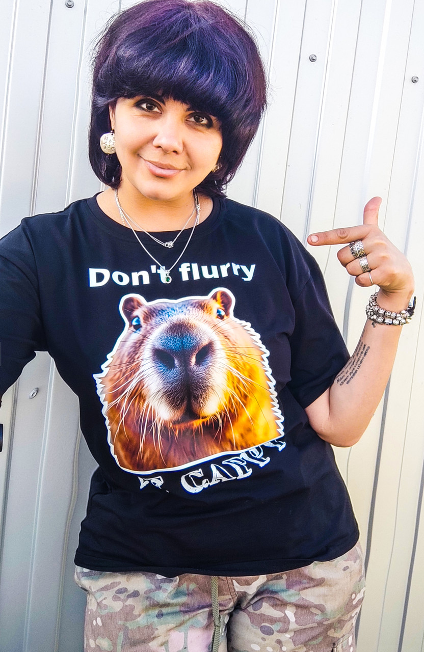 Футболка унісекс з принтом капібара Dont Flurry Be Cappy