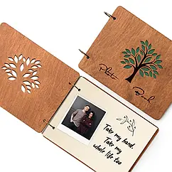 Крафтбук "Дерево з листям" із темною обкладинкою та бежевими сторінками