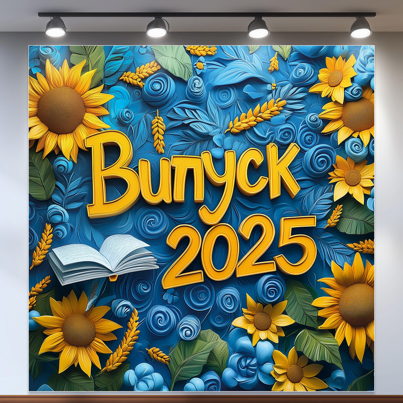 Банер для фотозони "Випуск 2025" | 1.2×1.2 м | Шкільний фон для випускного №41007