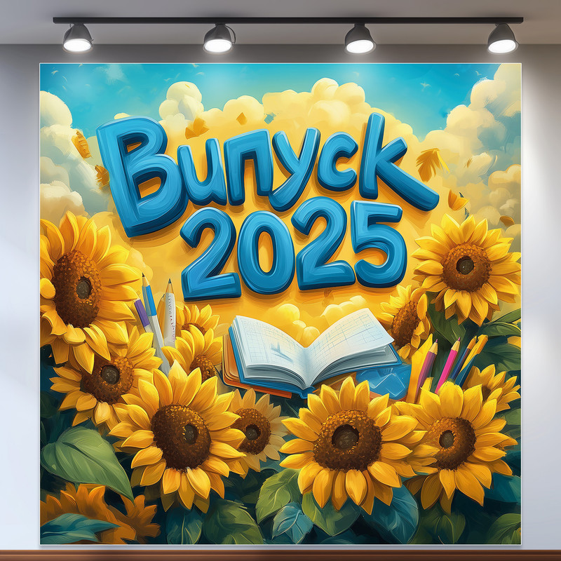 Банер для фотозони "Випуск 2025" | 1.2×1.2 м | Шкільний фон для випускного №41011