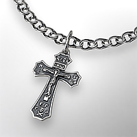 КОМПЛЕКТ: СРІБНИЙ ЛАНЦЮЖОК з ХРЕСТИКОМ, 925 проба, БІСМАРК, чорніння, 11.5 г + 2.25 г, 55 см