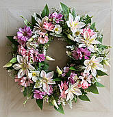 Декоративний вінок з штучних квітів «Весняний гай» діаметром 50 см