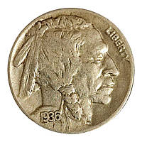 США 5 центів, 1936 Buffalo Nickel Без мітки монетного двору