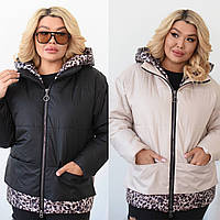 Жіноча весняна куртка 48-50, 52-54, 56-58 молчна чорна