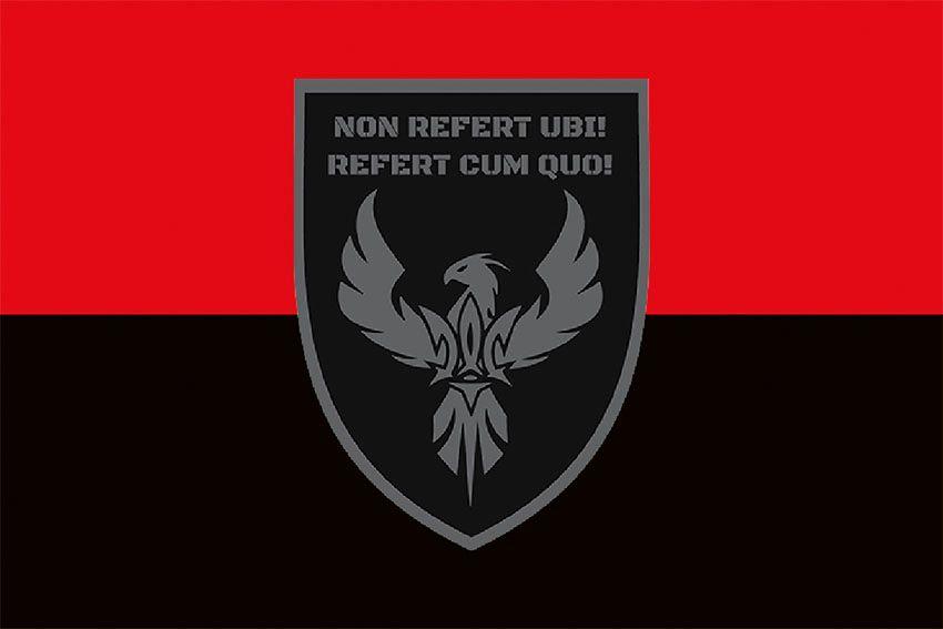 Прапор 424 ОБ безпілотних систем «SVAROG» (424 ОББпС) ЗСУ червоно-чорний