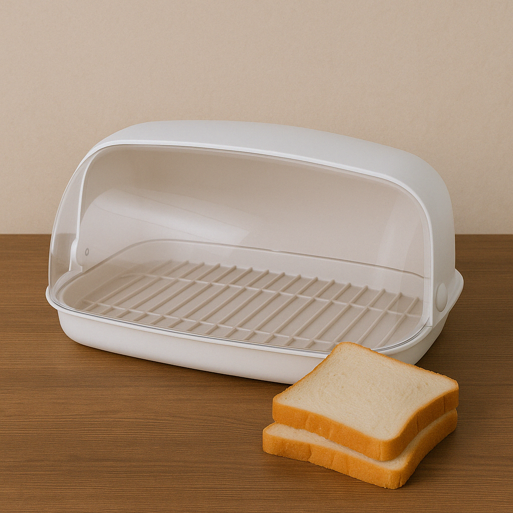 Пластикова хлібниця з відкидною кришкою 36 см Біла троянда