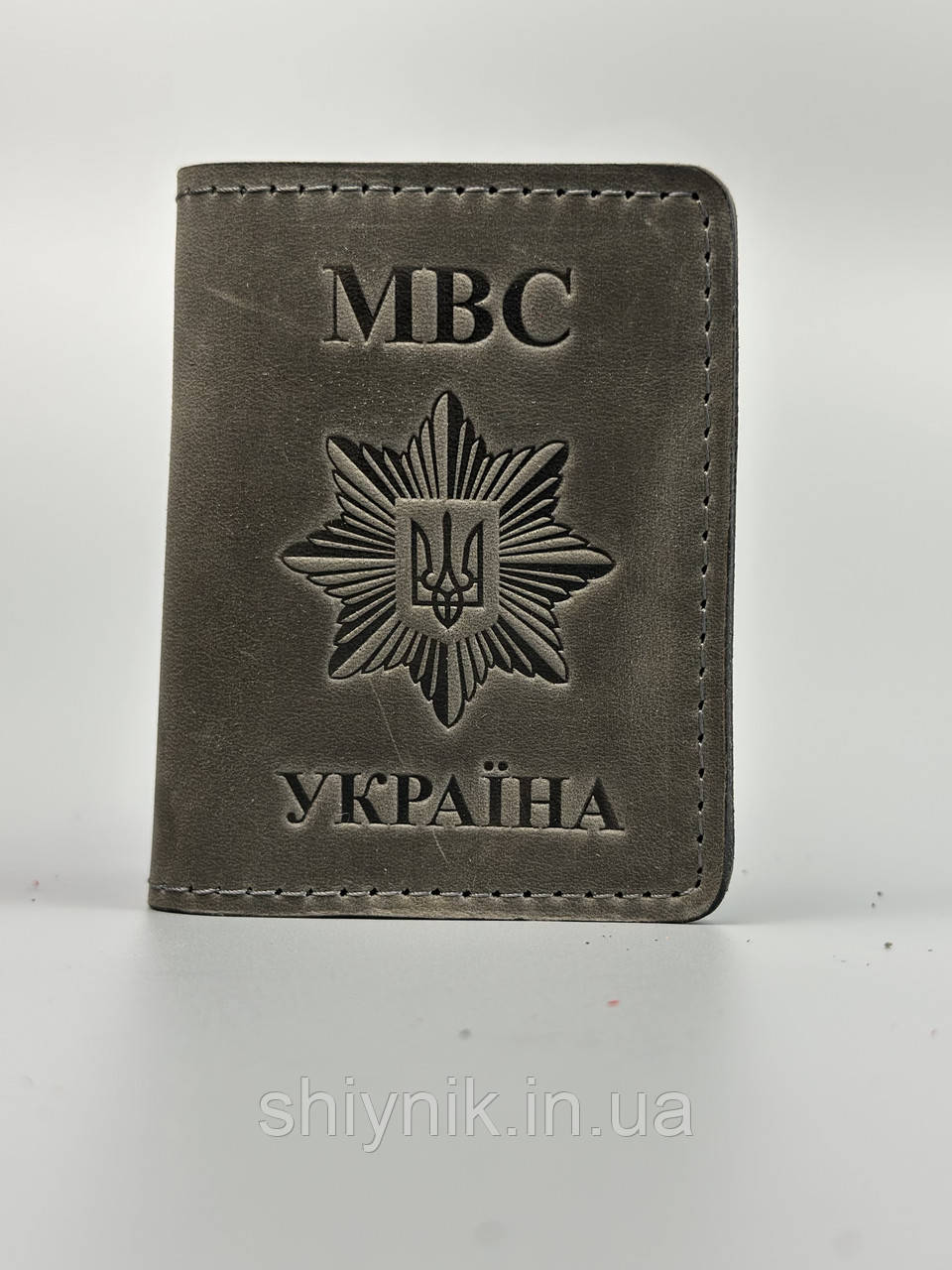 Шкіряна обкладинка для посвідчення МВС сірий