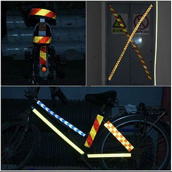 Світловідбивна плівка самоклеюча 15см х 5м, жовто - червона похила