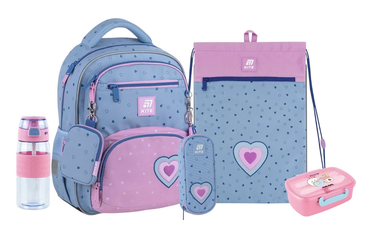 Шкільний набір Kite Education Lovely (рюкзак, пенал, сумка, ланчбокс, пляшка) 130-145 см