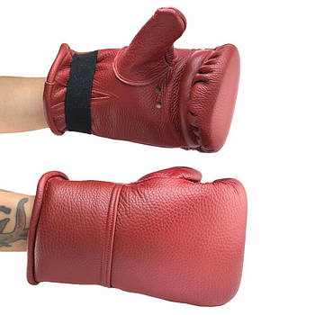 Снарядні рукавички тренувальні шкіряні (битки) Червоний