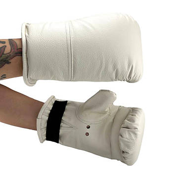 Снарядні рукавички тренувальні шкіряні (битки) Білий