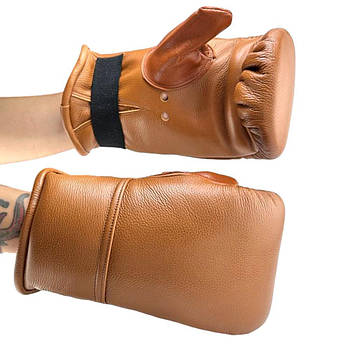 Снарядні рукавички тренувальні шкіряні (битки) Коричневий