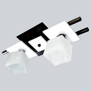 Сучасна стельова люстра на 2 плафони на кухню в спальню дитячу коридор кабінет Данко/2 чорно-біла