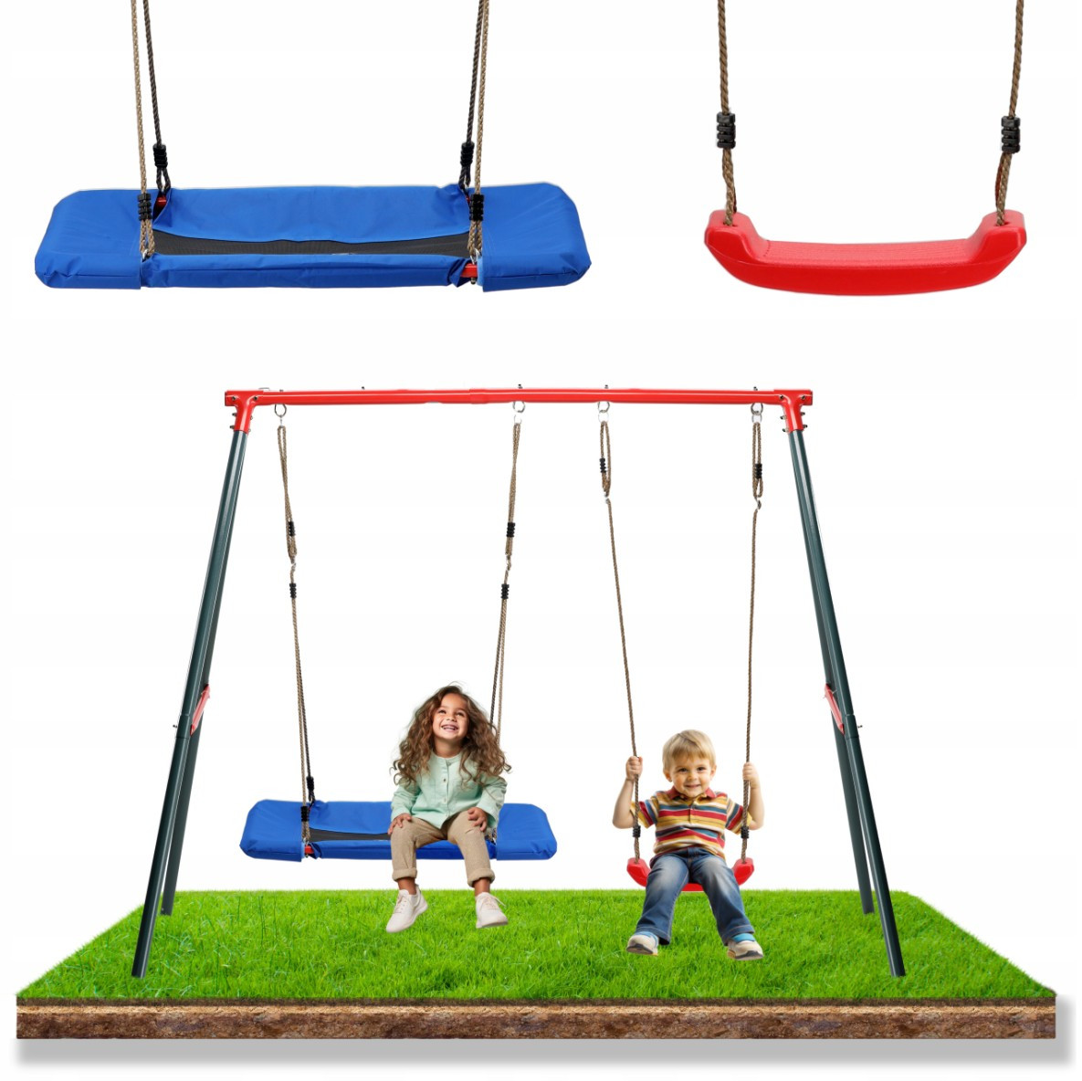 Садова дитяча гойдалка для вулиці з металевим каркасом 2в1 Garden Line KRE1111