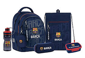 Шкільний набір Kite Education FC Barcelona (рюкзак, пенал, сумка, ланчбокс, пляшка) 130-145 см