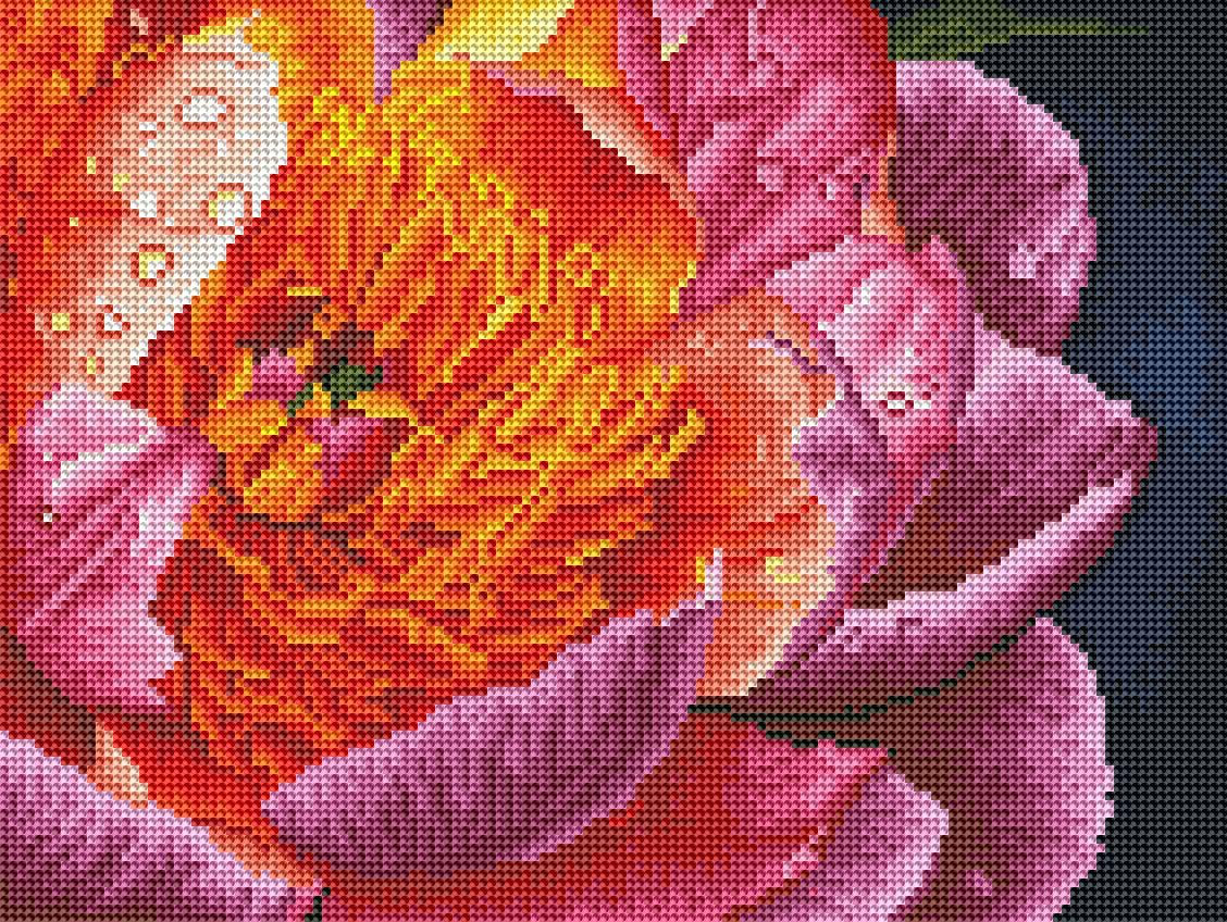 Алмазна мозаїка вишивка 30х40 см Brushme  Барвиста півонія RDBS7005, фото 1