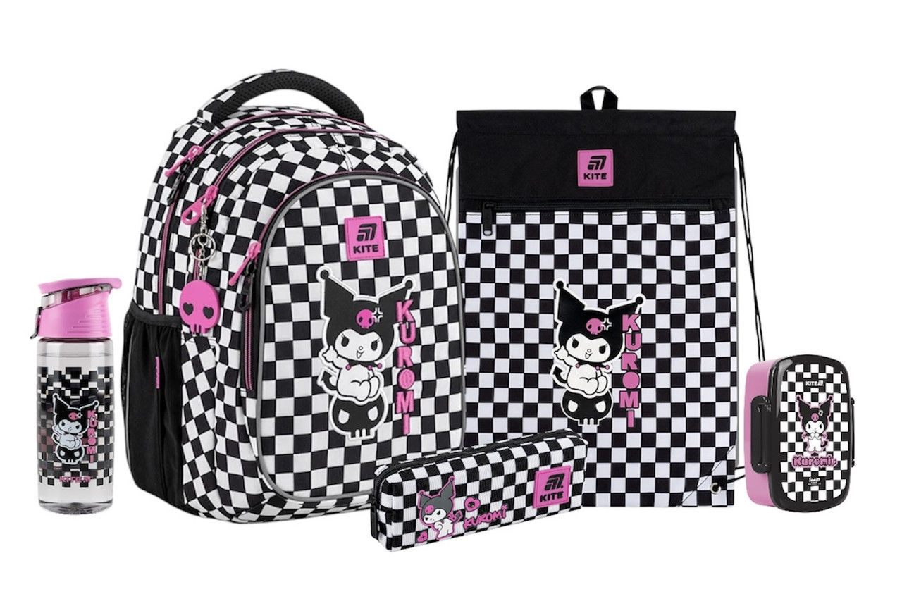 Шкільний набір Kite Education teens Kuromi (рюкзак, пенал, сумка, ланчбокс, пляшка), фото 1