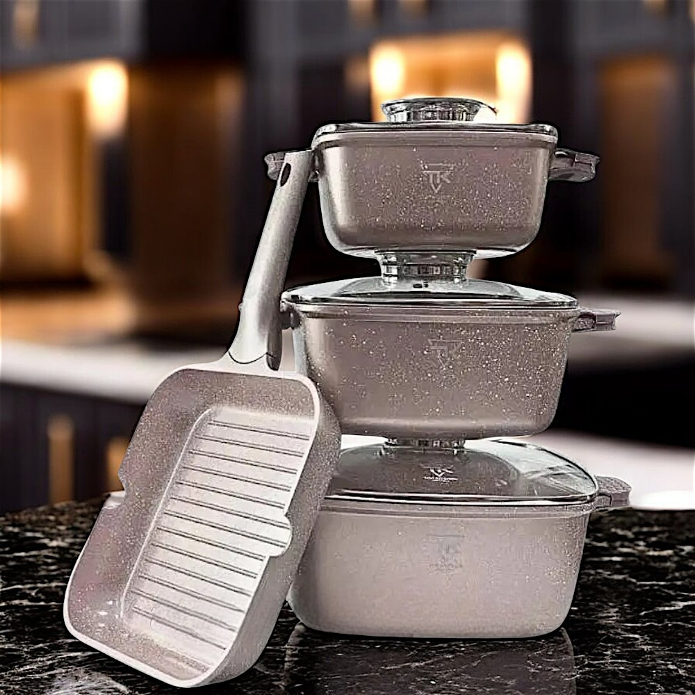 Комплект каструль TOP KITCHEN з товстим дном Набір посуду для всіх видів плит К2