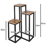 Стійка підставка для квітів трьохрівнева 67 см металева підставка у стилі Лофт Loft Ruhhy 25626 Польща, фото 3
