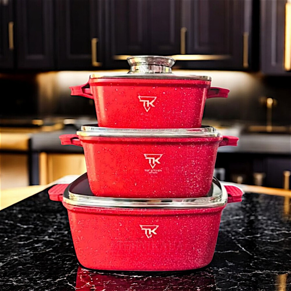 Комплект каструль з мармуровим покриттям TOP KITCHEN Набір каструль 6 предметів К2
