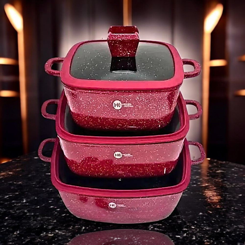 Набір квадратних каструль Higher Kitchen Комплект посуду з багатошаровим дном К2