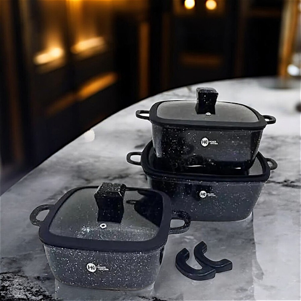Комплект квадратних каструль Higher Kitchen Набір каструль з гранітним покриттям Набір каструль 8 предметів К2