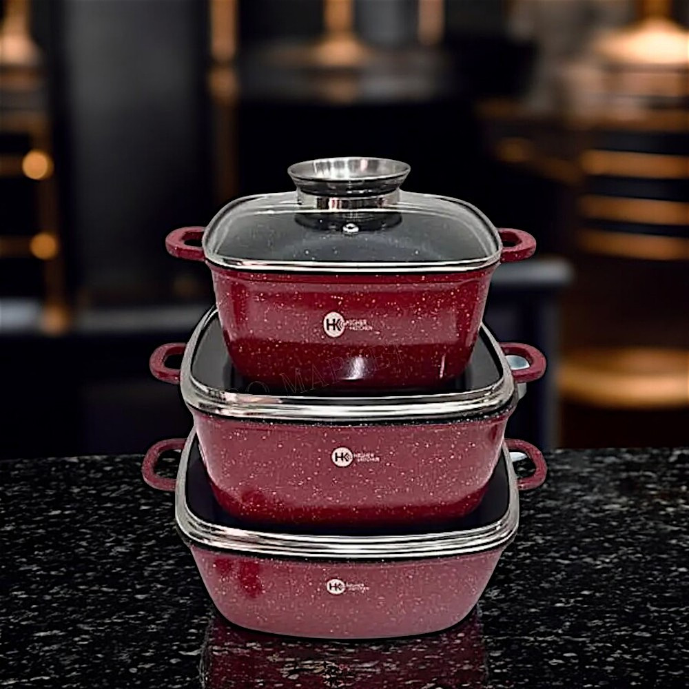 Комплект квадратних каструль Higher Kitchen Каструлі з антипригарним покриттям Набір каструль 8 предметів К2