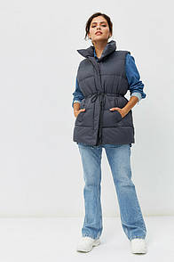 Жилет подовжений жіночий демісезонний графіт Modna KAZKA MKRM4023-3