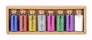 Набір глітеру в баночках для творчості та декору 8 кольорів