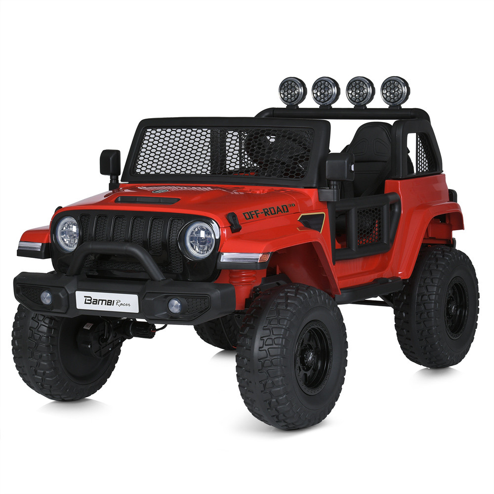 Дитячий електромобіль Bambi Racer JEEP (червоний колір) 12V, 4 мотори, двомісний, фото 1
