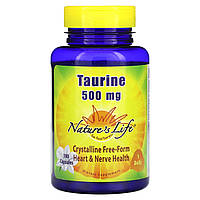 Nature's Life, таурин, 500 мг, 100 капсул