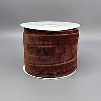 Оксамитова стрічка декоративна 2 см 46м - коричневий