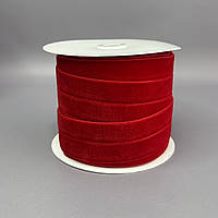 Оксамитова стрічка декоративна 2 см 46м - червоний