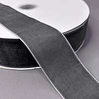 Оксамитова стрічка декоративна 4 см 22 м - сірий