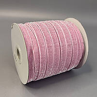 Оксамитова стрічка з люрексом срібло 1см боб. 46м- рожевий