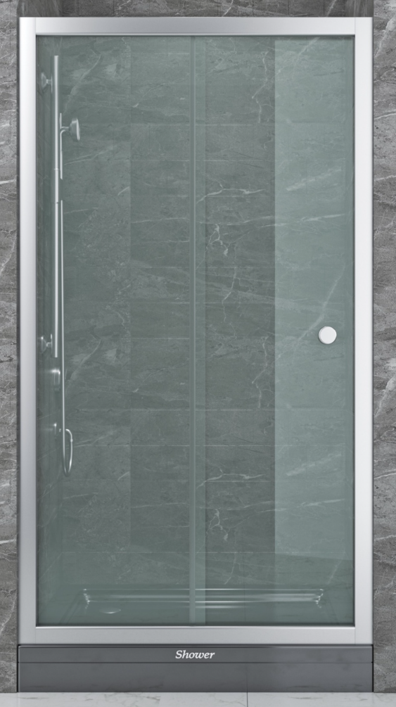 Душові двері 130*190 см розсувні, скло матове 6 мм, профіль сатин SHOWER Saturn