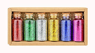 Набір глітеру в баночках для творчості та декору 6 кольорів