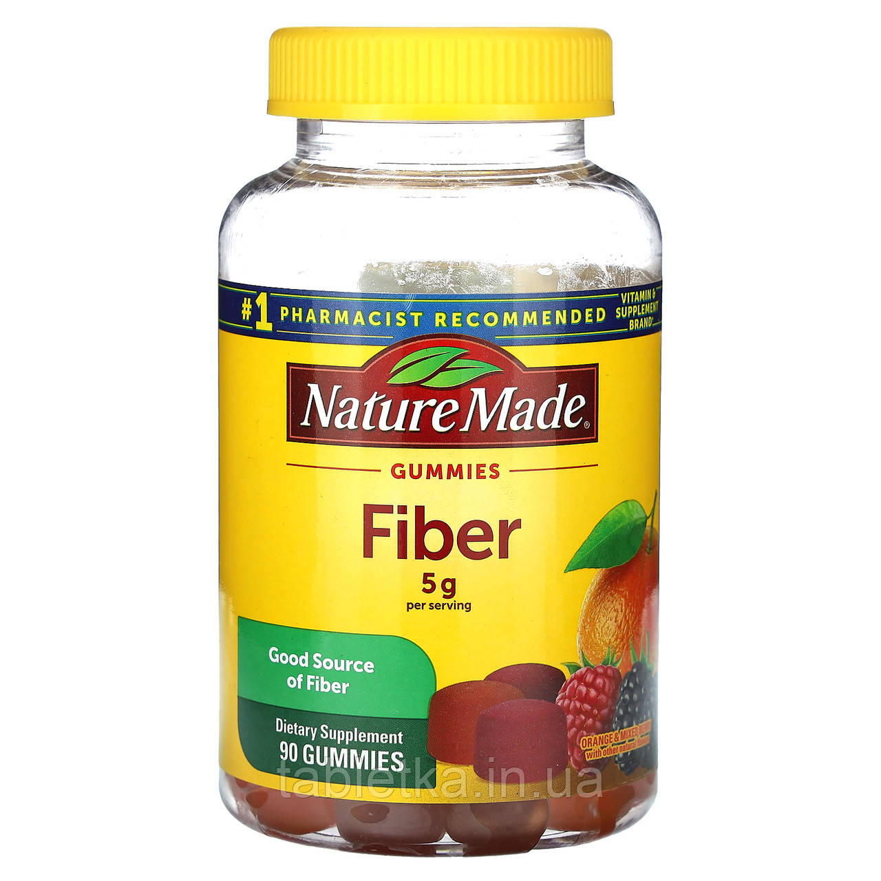 Nature Made, жувальні мармеладки з клітковиною, зі смаком апельсина та ягід, 5 г, 90 жувальних цукерок (1,5