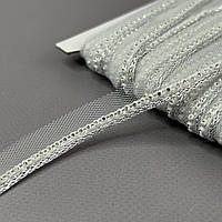 Стразовий кант 5 мм на фатині 13 мм - білий