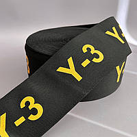 Резинка поясна брендована 8 см чорна з жовтим Y-3
