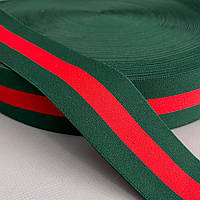 Гумка поясна двостороння 5 см зелена з червоним